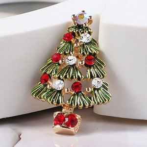 Christmas Tree Brooch Retro  Rhinestone NEW